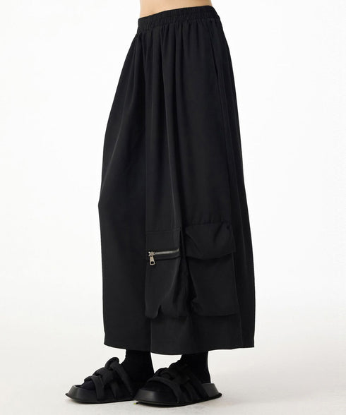 Black Zip Pocket Wide Pants
