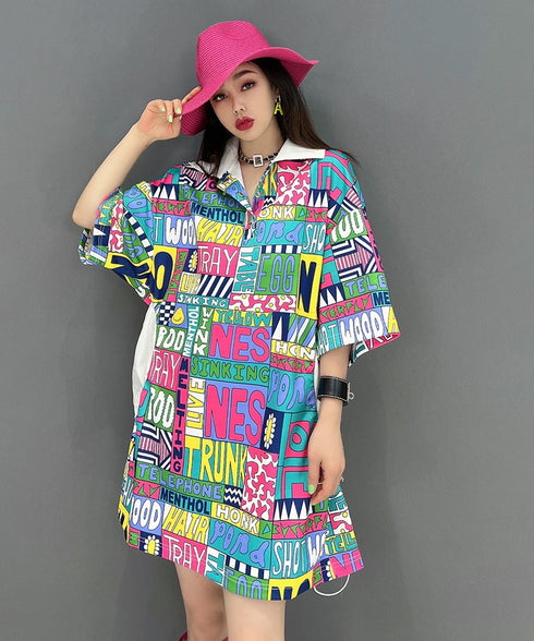 Colorful Graphic Polo Top