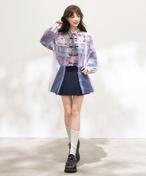 Mosaic Veil Toggle Blouse