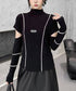 Cut Out Contrast Stitch Top
