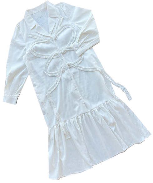 Ribbon Applique Shirt Dress