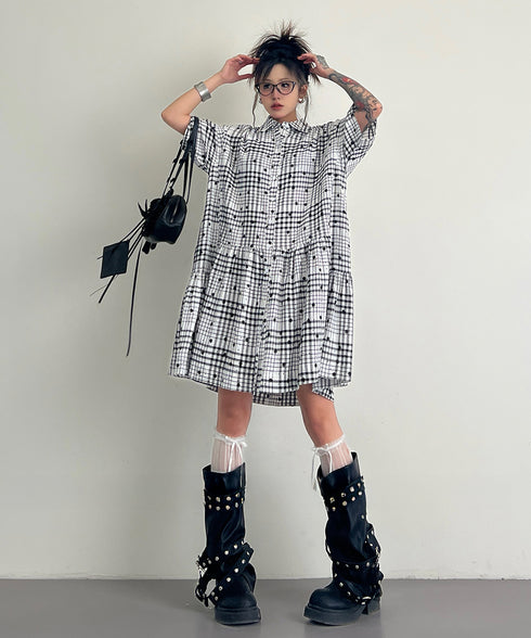 Star Monochrome Check Dress