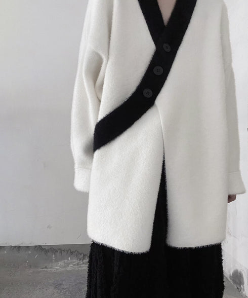 Diagonal Button Knit Top