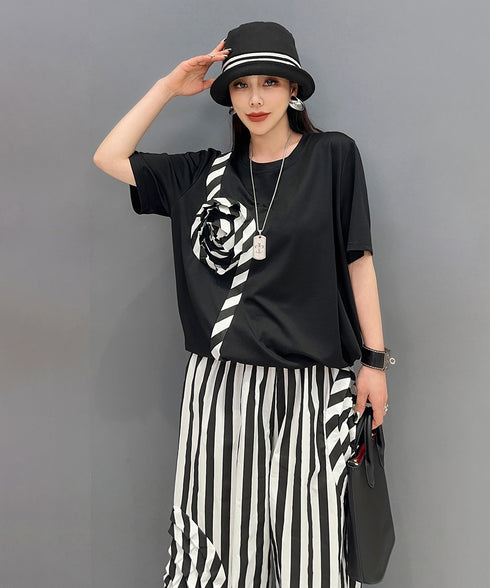 Stripe Rose Top & Pants Co-ord