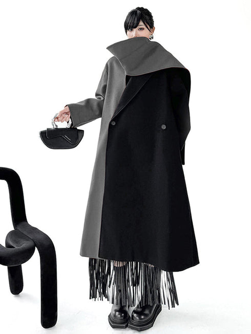 Color Block Long Coat