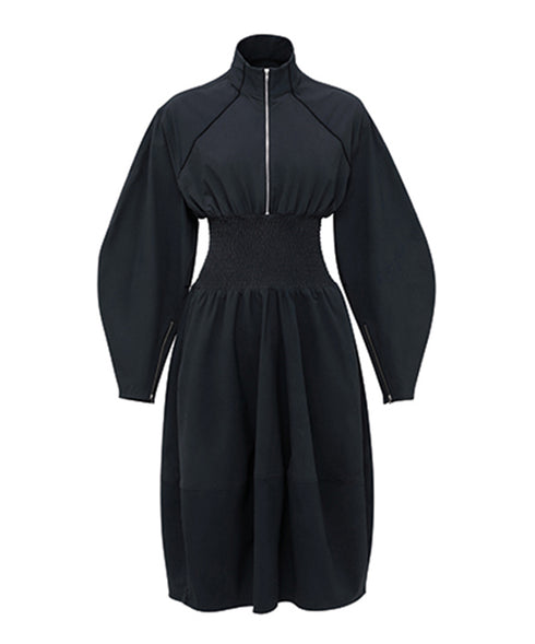 Zip High Neck Balloon Dress