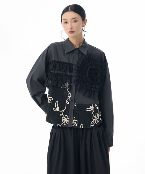 Floral Embroidery Mix Blouse