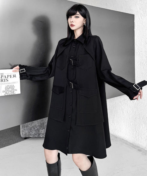 Buckle Layer Shirt Dress