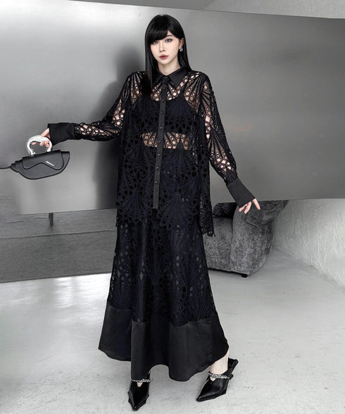 Lace Layer Blouse&Skirt Co-ord
