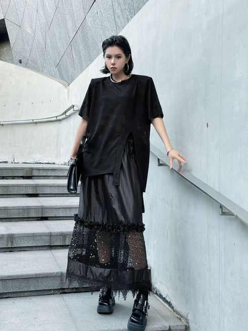 Noir Mesh Layered Skirt