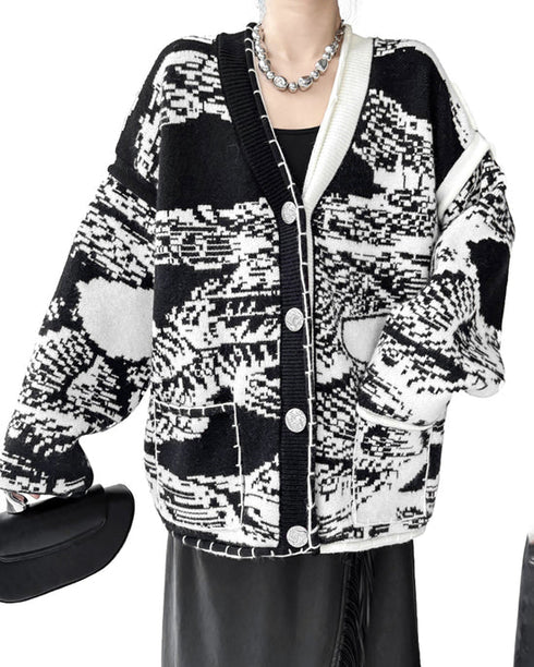 Graphic Knit Cardigan