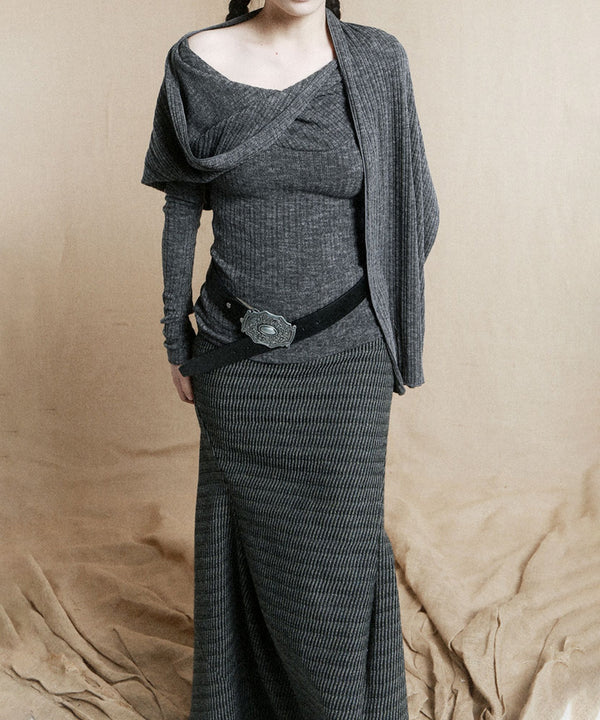 Hooded Rib Drape Top