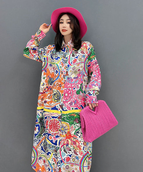 Kaleido Patch Shirt Dress
