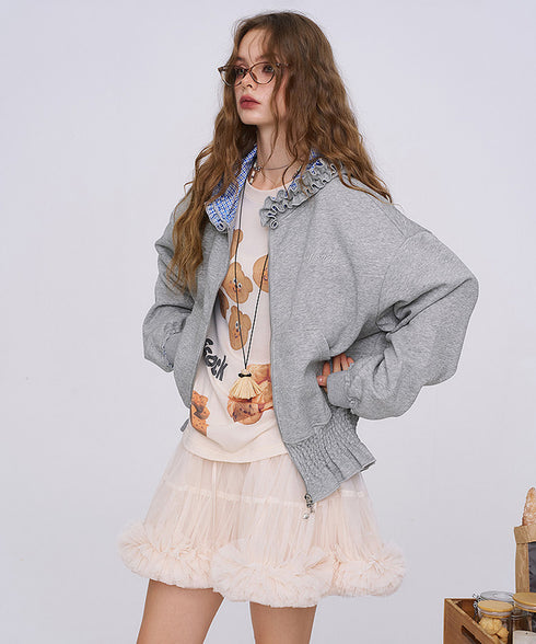 Frill Check Hoodie