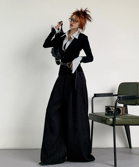 Stripe Layered Top & Wide Pinstripe Pants Series