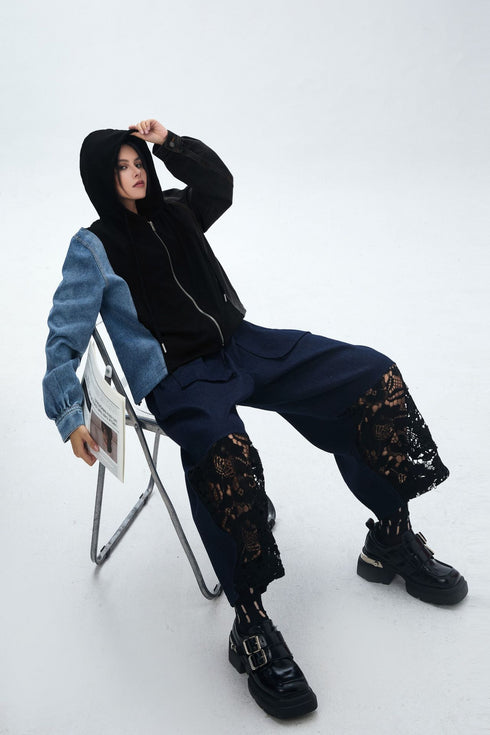 Lace Patchwork Wide Pants