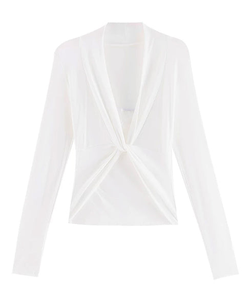 Frayed Contrast Knit Top