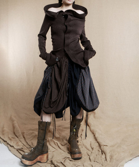 Sculptural Drape Collar Top