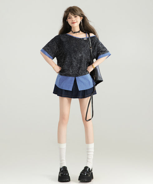 Layered Collar Contrast Top