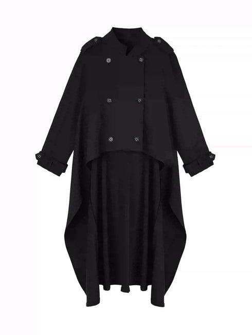 High Neck Draped Trench Coat