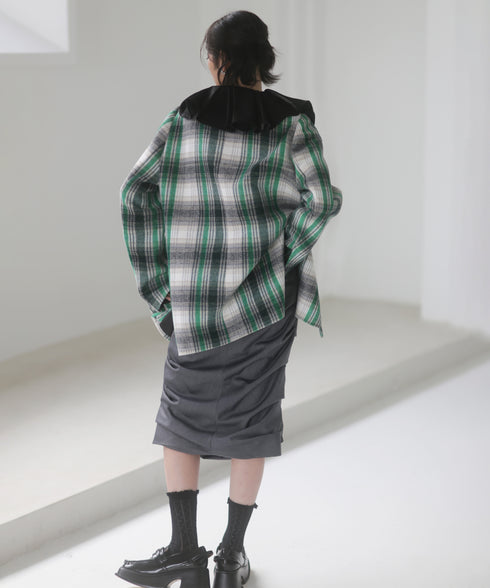 Frill Collar Plaid Jacket