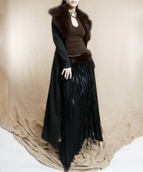 Faux Fur Fringe Wrap Skirt