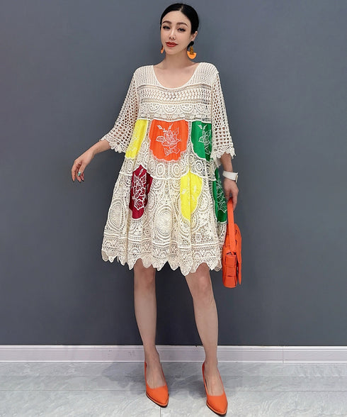 Crochet Flower Block Dress
