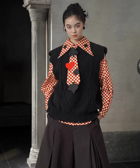 Card Suit Applique Narrow Tie