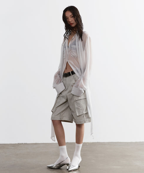 Studded Sheer Long Blouse