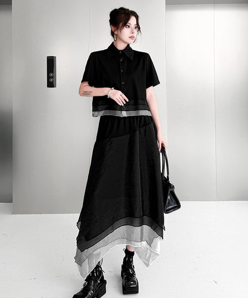 Layer Veil Blouse & Skirt Co-ord