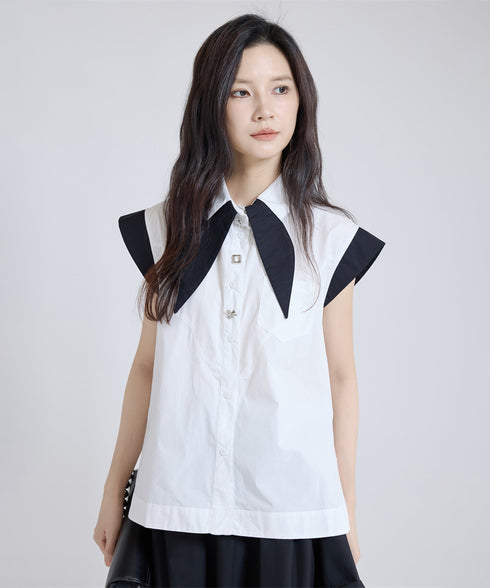 Contrast Collar Blouse