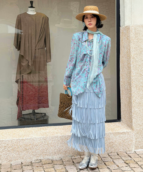 Veil Tie Print Blouse