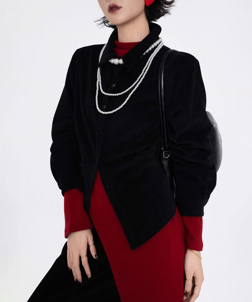 Corduroy Twist Front Blouse