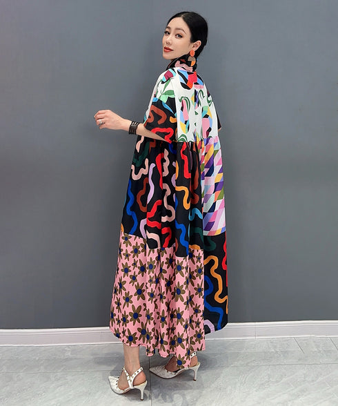 Colorful Panel Pattern Dress