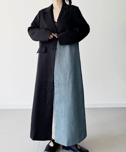 Contrast Paneled Tailored Coat