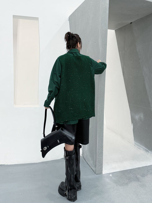 Glitter Knit Vest&Minimal Layered Shirt Series