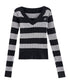 Cable Stripe VNeck Top