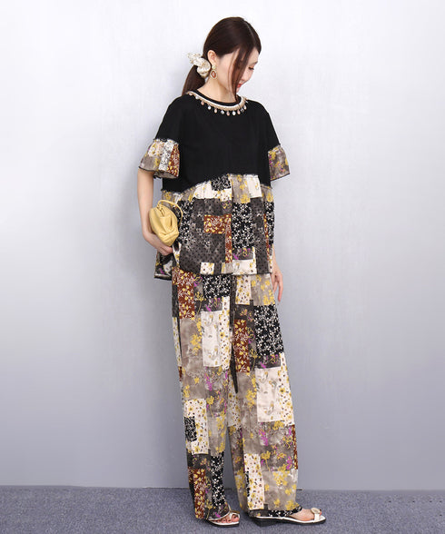 Patch Layered Relaxed Top & Pants Co-ord