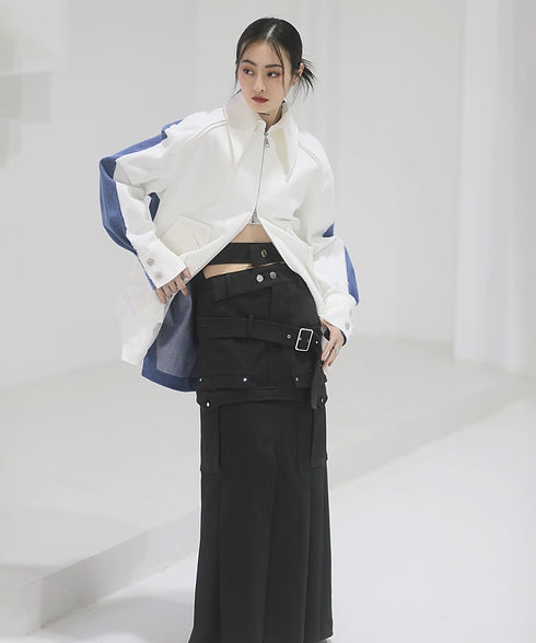 Dual-Tone Contrast Sleeve Jacket