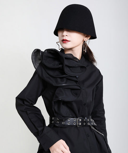 Glossy Dot Bow Blouse