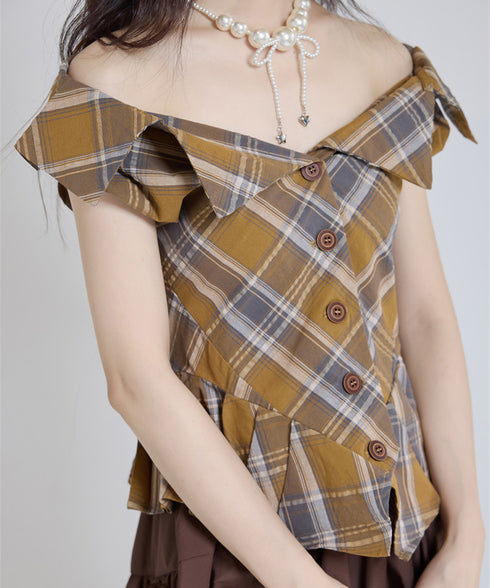 Fold Collar Peplum Top