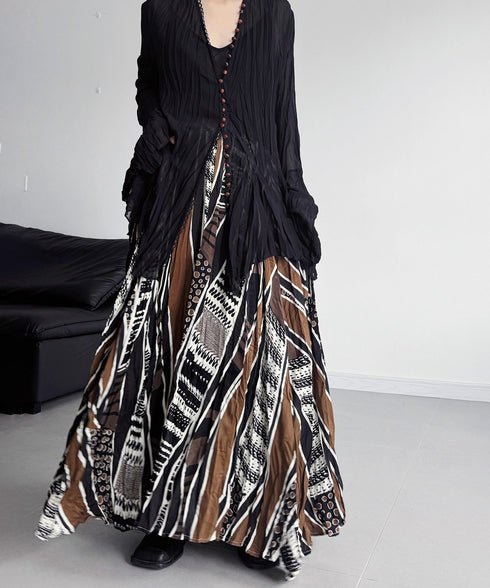 Ethnic Stripe Flow Maxi Skirt
