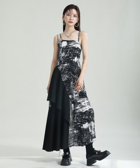 Graphic Slit Camisole Dress