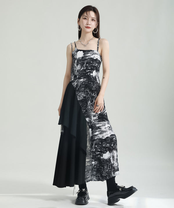 Graphic Slit Camisole Dress