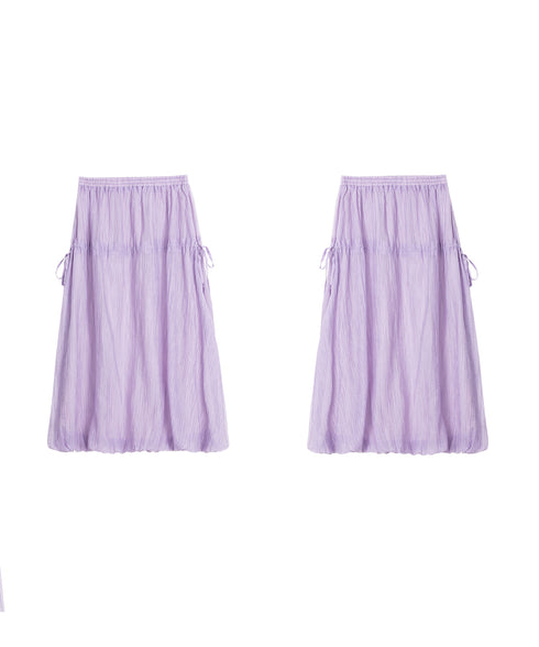Sheer Balloon Hem Skirt