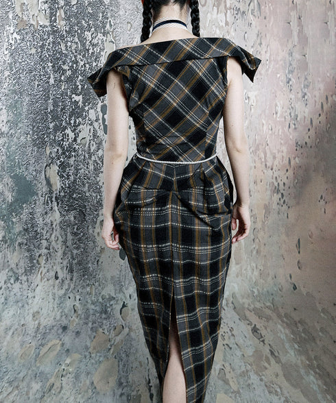 Plaid Fold Line Dress