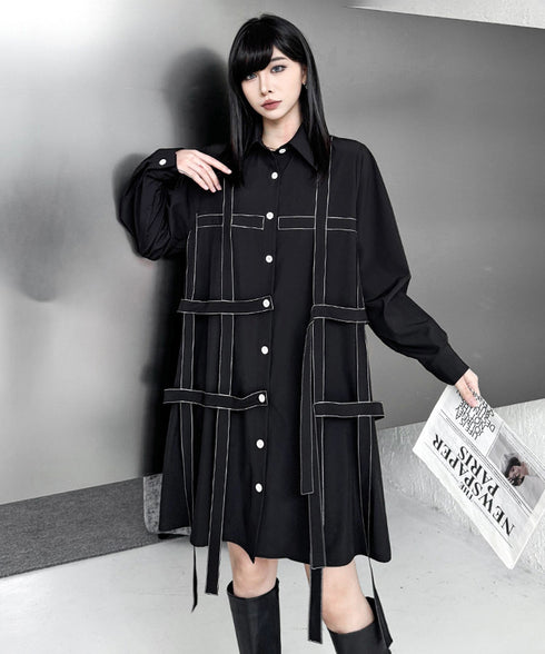 Line Strap Shirt Dress