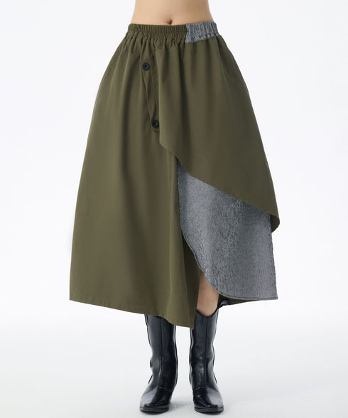 Layered Button Design Skirt