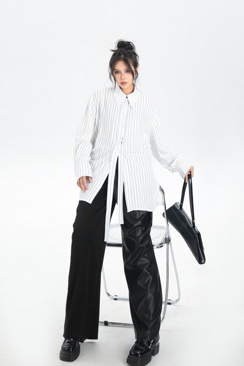 Contrast Texture Wide Pants