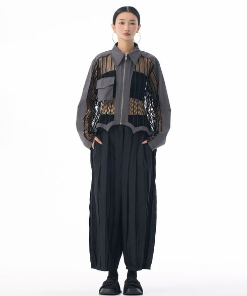 Mesh Zip Utility Blouse